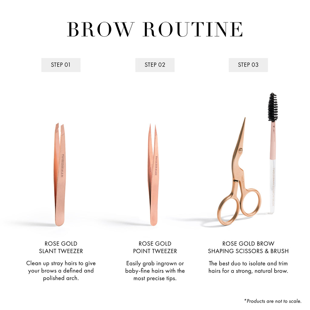 Rose Gold Brow Shaping Scissors and Brush