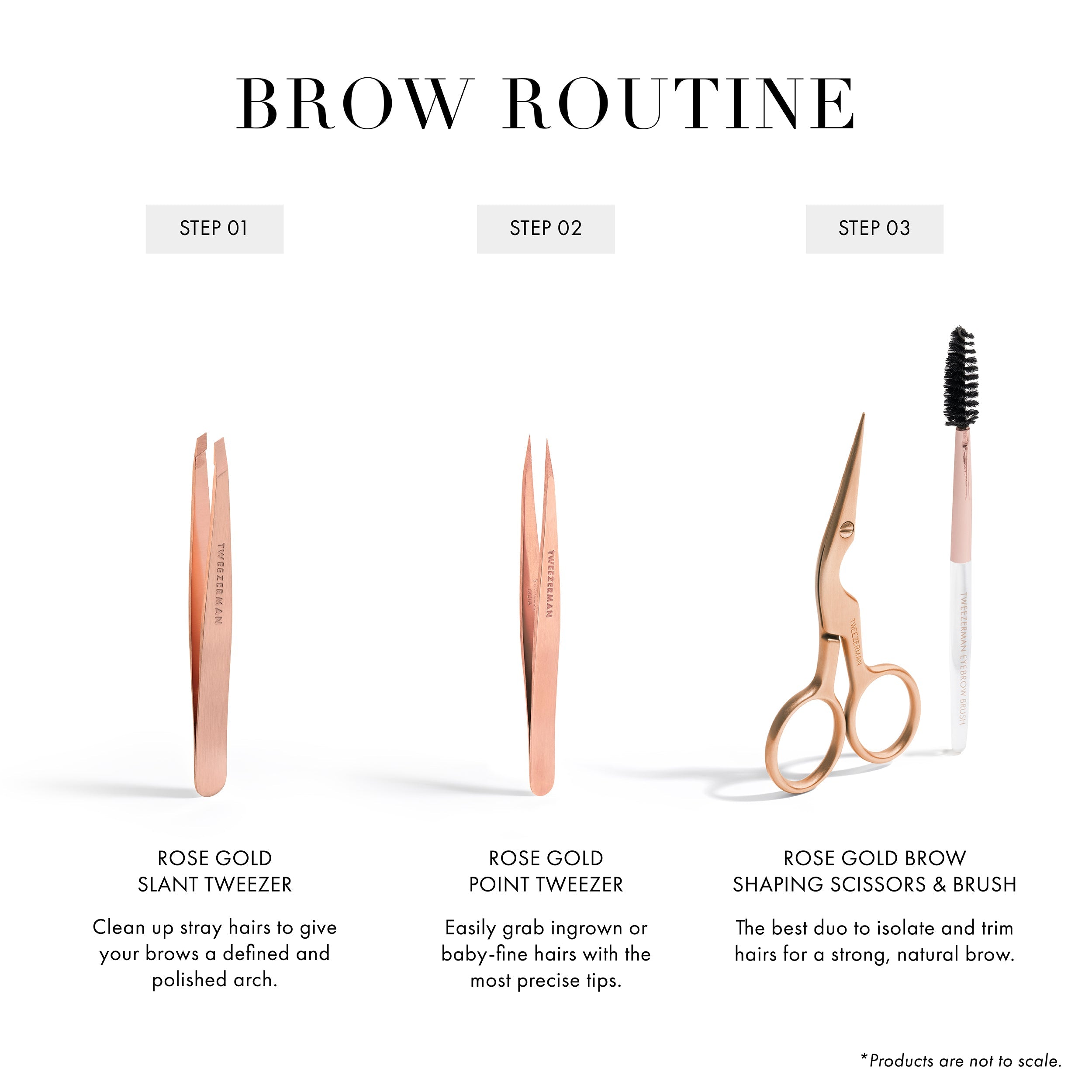 Rose Gold Brow Shaping Scissors and Brush