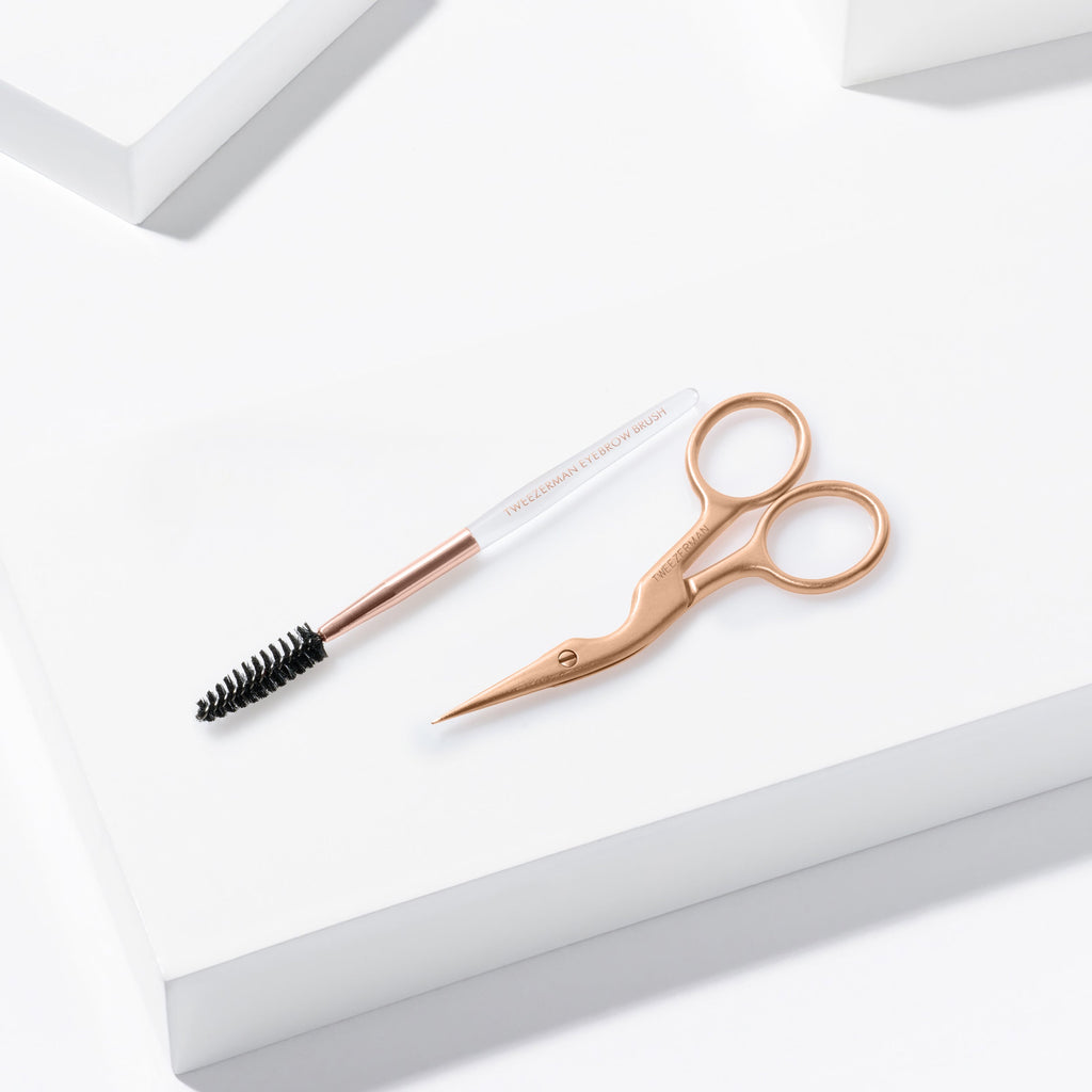 Rose Gold Brow Shaping Scissors and Brush