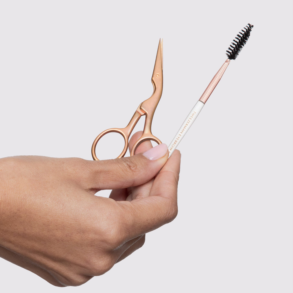 Rose Gold Brow Shaping Scissors and Brush
